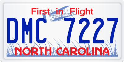 NC license plate DMC7227