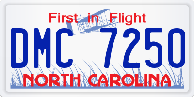 NC license plate DMC7250