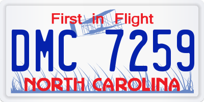 NC license plate DMC7259