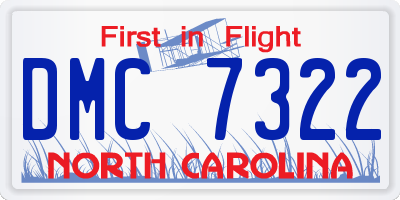 NC license plate DMC7322