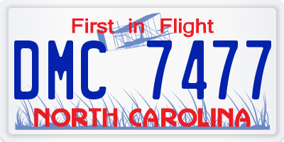 NC license plate DMC7477