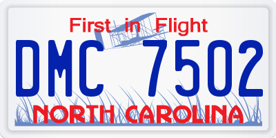 NC license plate DMC7502