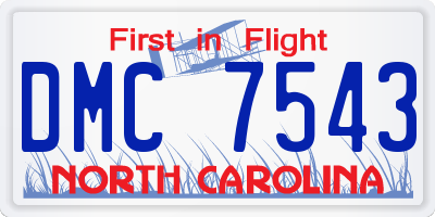 NC license plate DMC7543