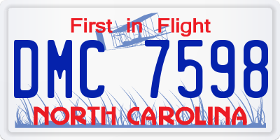 NC license plate DMC7598