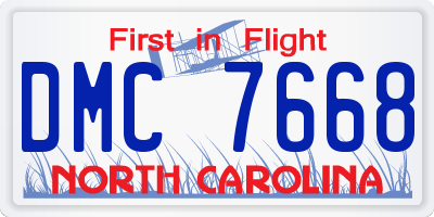 NC license plate DMC7668