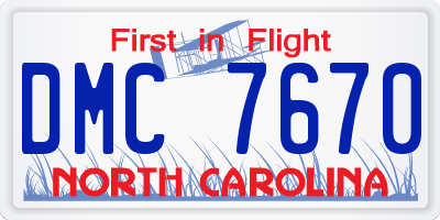 NC license plate DMC7670