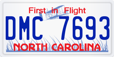 NC license plate DMC7693