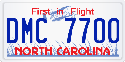 NC license plate DMC7700