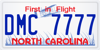 NC license plate DMC7777