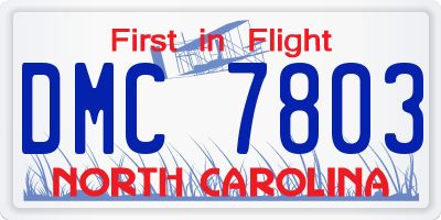 NC license plate DMC7803