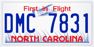 NC license plate DMC7831