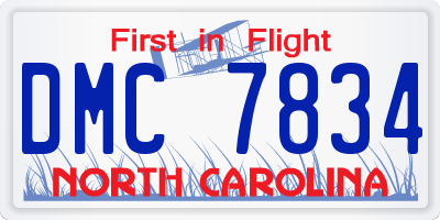 NC license plate DMC7834