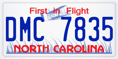NC license plate DMC7835