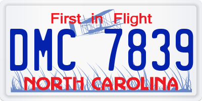 NC license plate DMC7839