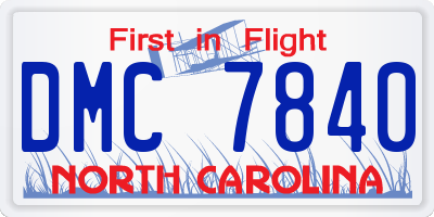 NC license plate DMC7840