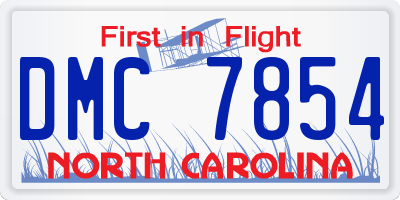 NC license plate DMC7854