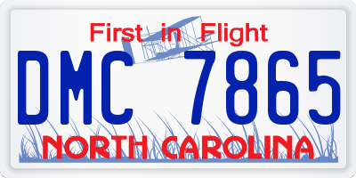 NC license plate DMC7865
