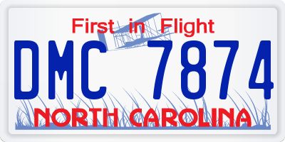 NC license plate DMC7874