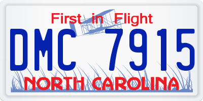 NC license plate DMC7915