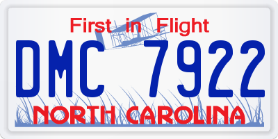 NC license plate DMC7922