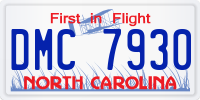 NC license plate DMC7930