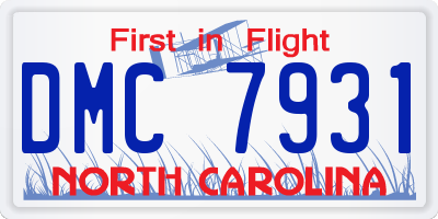 NC license plate DMC7931