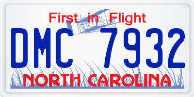 NC license plate DMC7932