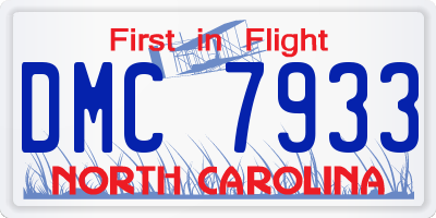 NC license plate DMC7933