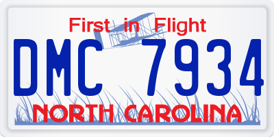 NC license plate DMC7934