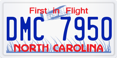 NC license plate DMC7950