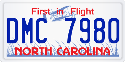 NC license plate DMC7980