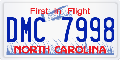 NC license plate DMC7998