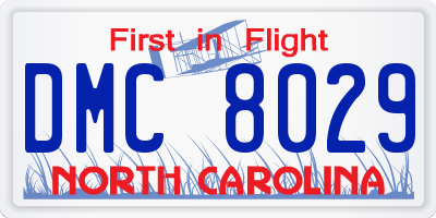 NC license plate DMC8029
