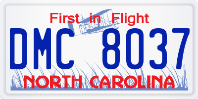 NC license plate DMC8037