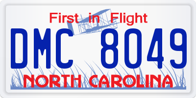 NC license plate DMC8049