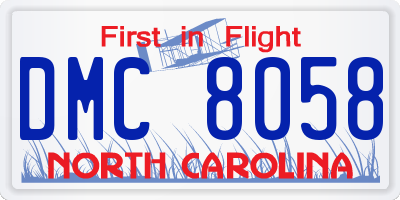 NC license plate DMC8058