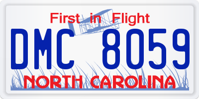 NC license plate DMC8059