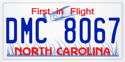 NC license plate DMC8067