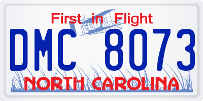 NC license plate DMC8073