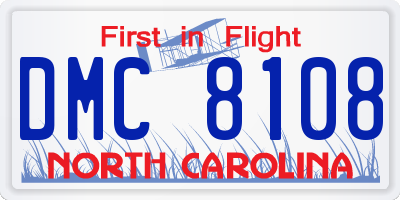 NC license plate DMC8108