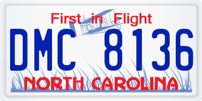 NC license plate DMC8136