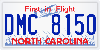 NC license plate DMC8150