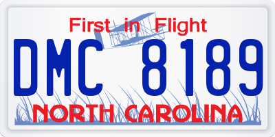 NC license plate DMC8189