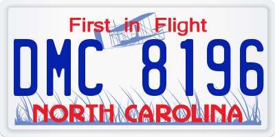 NC license plate DMC8196