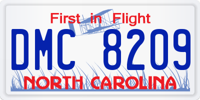 NC license plate DMC8209