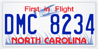 NC license plate DMC8234