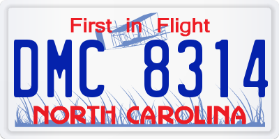 NC license plate DMC8314