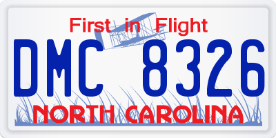 NC license plate DMC8326