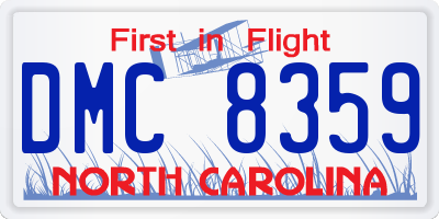 NC license plate DMC8359