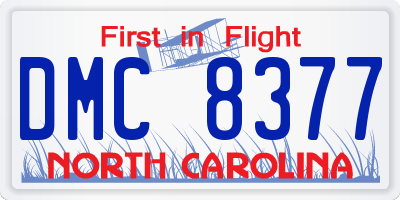 NC license plate DMC8377